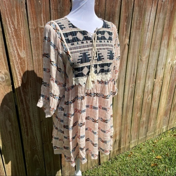 HAYDEN Pink Bohemian Tribal Shift Dress Small - Picture 6 of 14